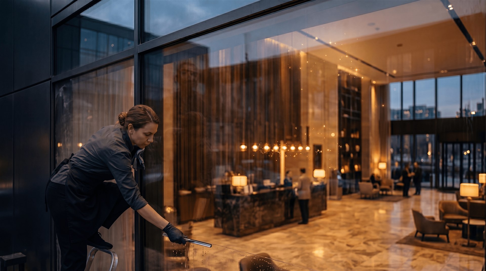 Glasfassade nach der professionellen Reinigung durch ADK-Service